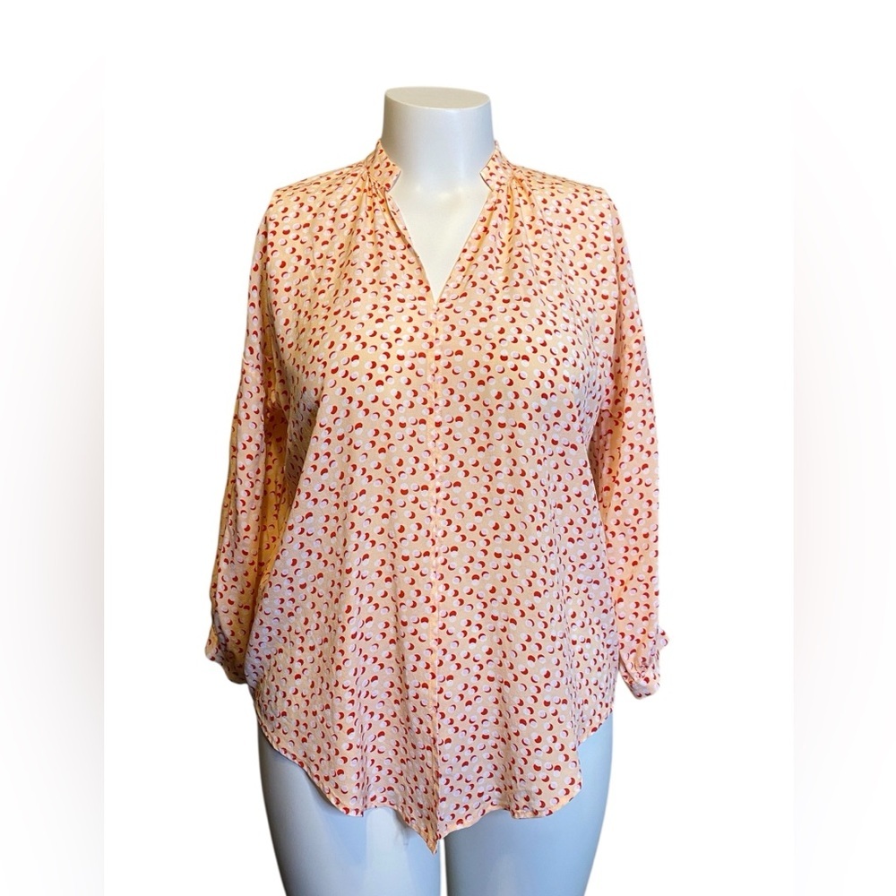 Marie Oliver Silk Tie Front Long sleeve V-neck Blouse Women’s Size S